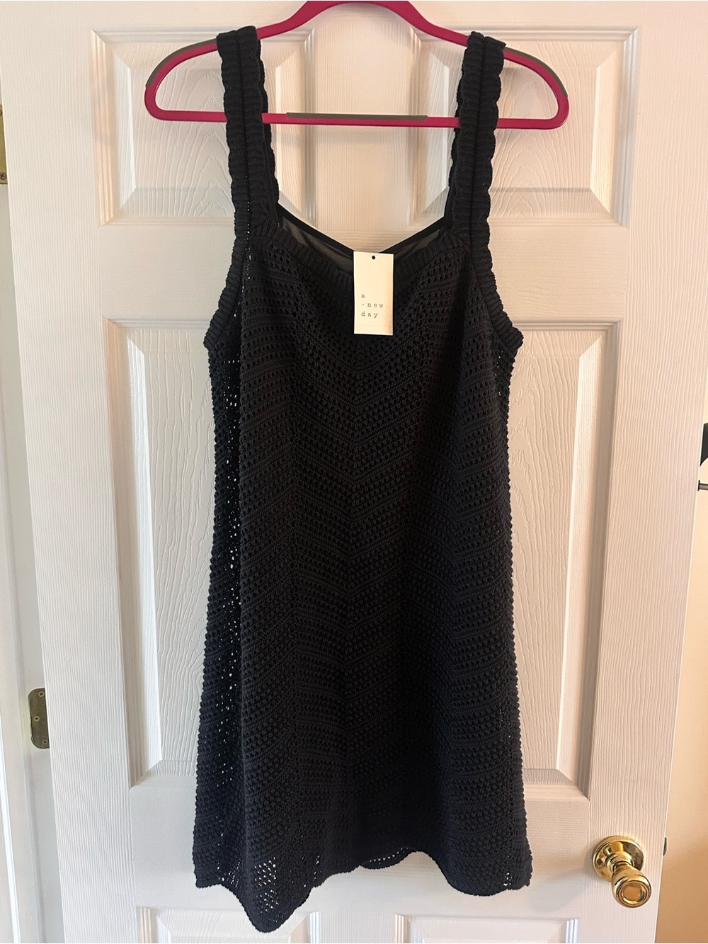 A New Day Black Crochet Mini Dress – Size Large – NWT